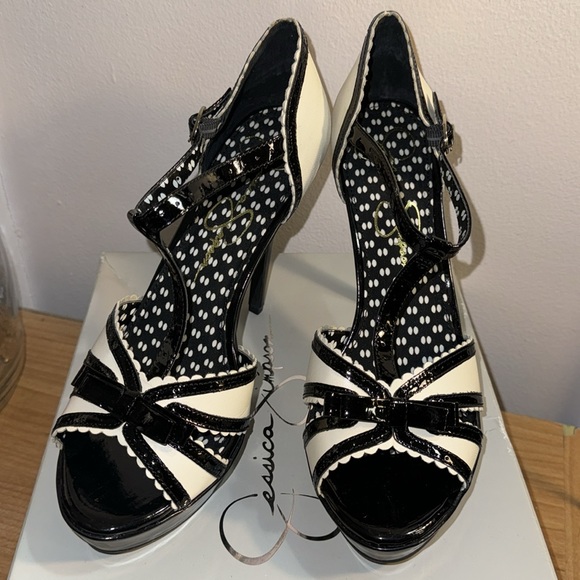 JESSICA SIMPSON shoes JS-Britt Coconut Silk Kid Patent Heels size 8.5M NEW - Picture 5 of 17